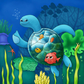 Черепаха и рыбы-чистильщики