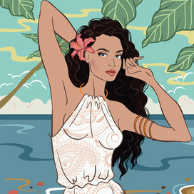 Women with flower  fashion одежда  коллекция look glamor illustration clotches lфэшн иллюстрация  гламур )