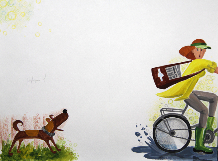 Тузик не любил почтальонок, особенно, если они на велосипеде приезжали.