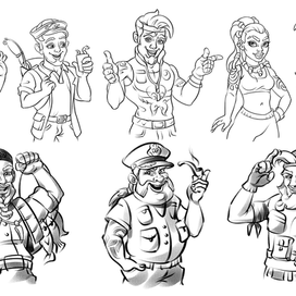 Character sketches for a new casual game.