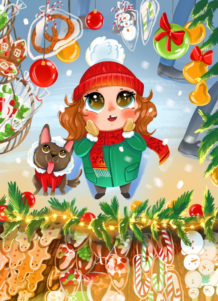 Детская новогодняя иллюстрация 