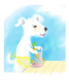 собачка трёт морковку (эскиз)