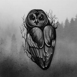 Сова, эскиз тату