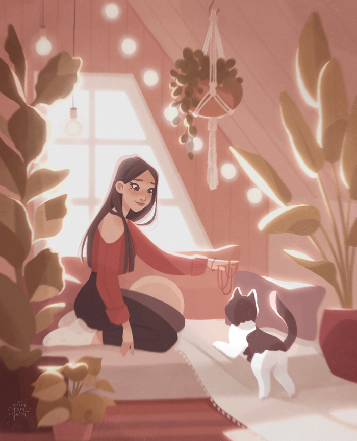 Уютный чердак | Иллюстрация