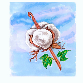 коробочка хлопка с крючком.