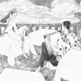 Это баллюстрада над рекой. Вечером здесь проходят праздники, а днем почти никого нет.