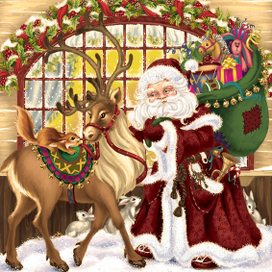 Дед Мороз и олень (Новый год)