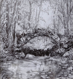 Мостик у лесного пруда