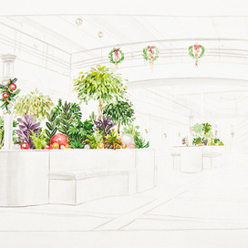 Эскиз оформления интерьера