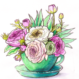 Цветы в чашке