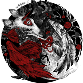 Strange deer and bird