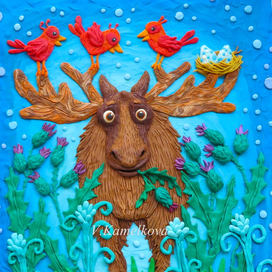 Пластилиновая иллюстрация "Лось"