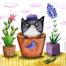 еще один кот в горшке