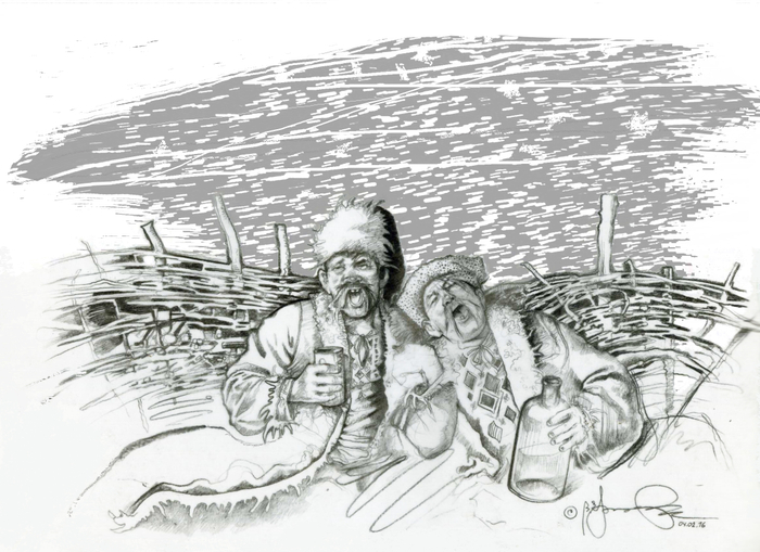 Ескіз іллюстраціі до повісті Миколи Гоголя "Ніч перед Різдвом" . 2016 рік. Авторська робота 