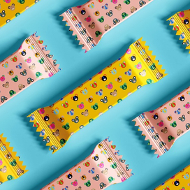 Упаковка шоколадок с паттерном "мишки"