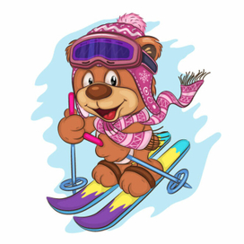 Cartoon Teddy Bear Skier.