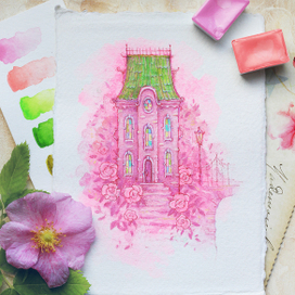 Домик в кустах роз