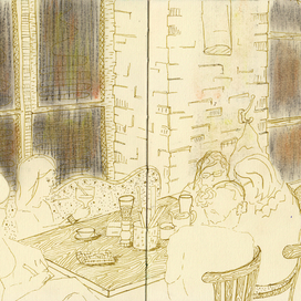 И снова рисуем в кафе