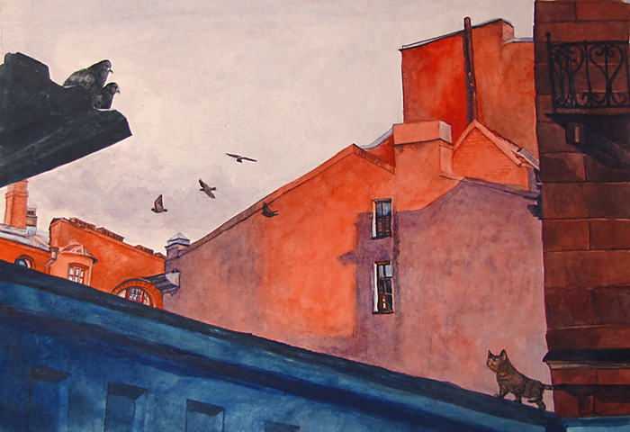 Дворик на Петроградке на закате