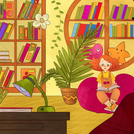 Девочка в библиотеке