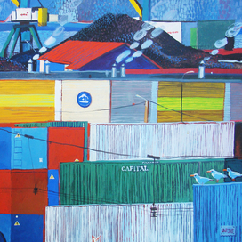 Весна в мурманском порту - 2. 2015. к., темпера. 50х75