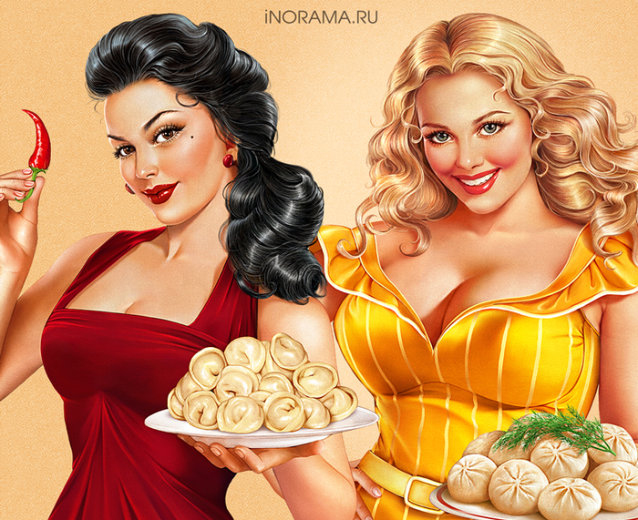 Девушки с пельменями.
