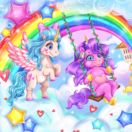пазл "Единорожки на радуге"  "Проф Пресс" 2022