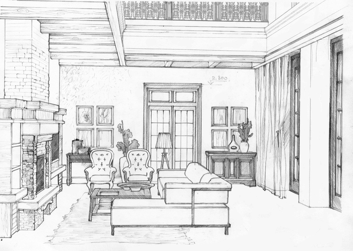 Эскиз гостинной
