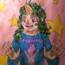 Девочка любит коняшек