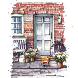 Скетч фасада здания