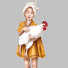 Девочка и курочка