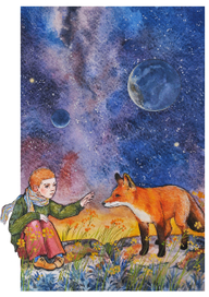"Маленький принц". Иллюстрация для детского календаря, посвященного литературе 