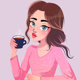Девушка пьёт кофе