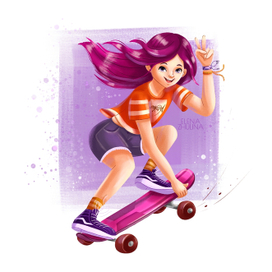 Девочка на скейтборде