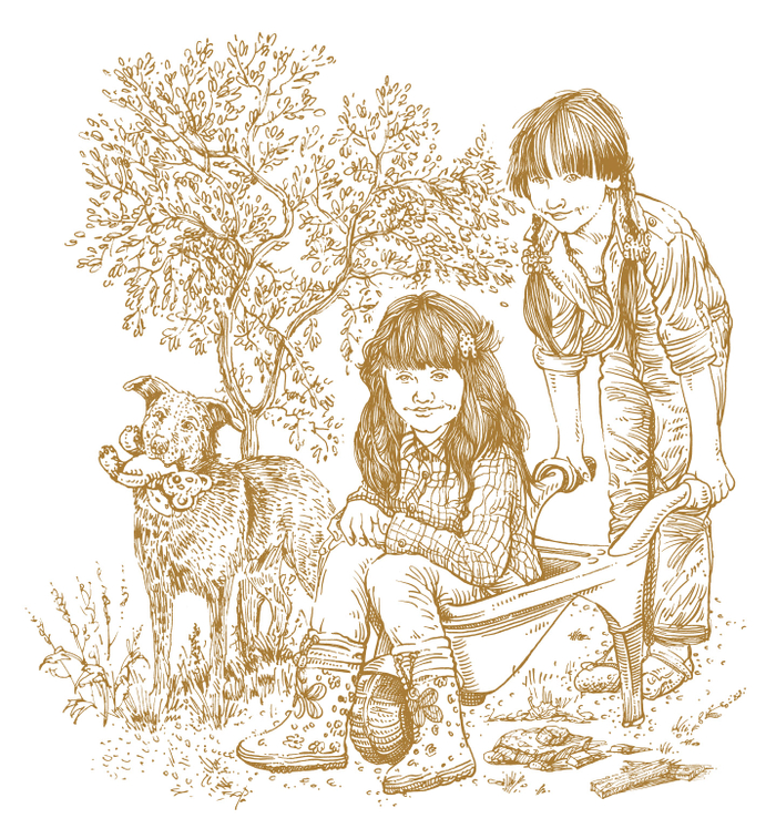 Две сестры, графика для книги.