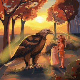 Иллюстрация по шведской сказке "Невинная прогулка"