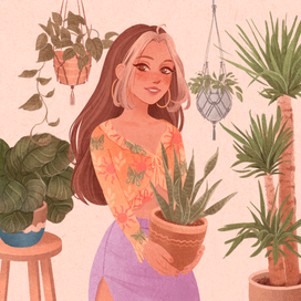 Девушка с растениями