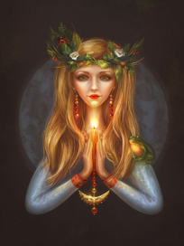 Славянка и полная луна