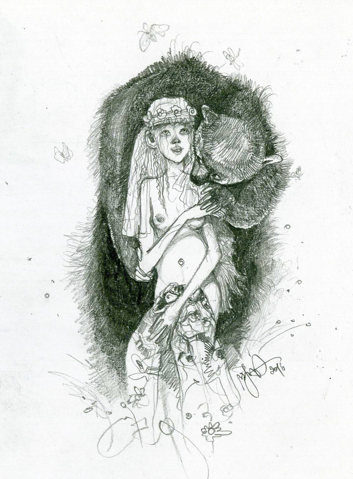 A fragment of the comic book "Masha and the Bear" Author's work. Artist Viktor Yeremenko. 2016