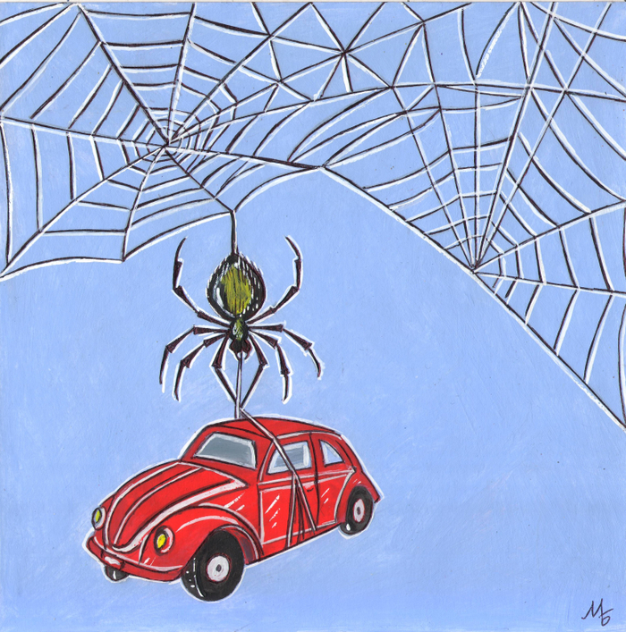 Иллюстрация для детского журнала "А почему?".Рубрика"Со всего света".Иллюстрация с расчётом на уменьшение.Тема:Новое сверхпрочное волокно.Техника:Бумага, акрил,гуашь,тушь.  Художник:Марат Брызгалов.