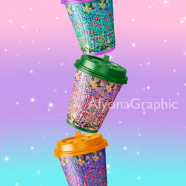 Дизайн стаканчика кофе «Цветочный мир»