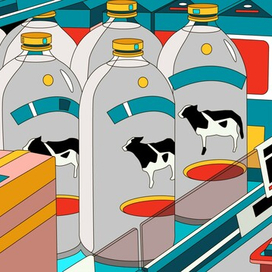 Illustration of milk in the shop