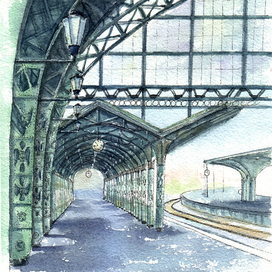 Витебский вокзал. Иллюстрация для путеводителя по Санкт-Петербургу.