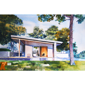 Заказ. Акварель. (Портрет дома)