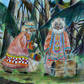 Иллюстрация к сказке "Лисица и росомахи"