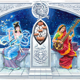 Эскиз к росписи на стене: правая часть триптиха