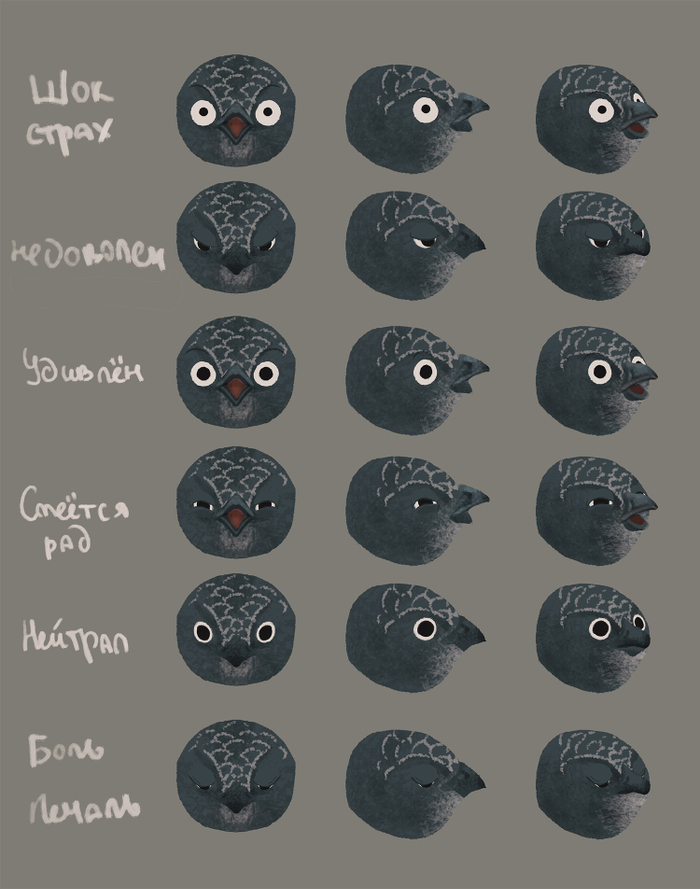 Карта эмоций персонажа "Стриж" для мультфильма "Ася и Вася"