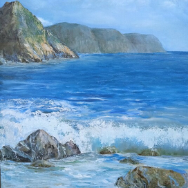 Море. Начало шторма. Волна. Берег.