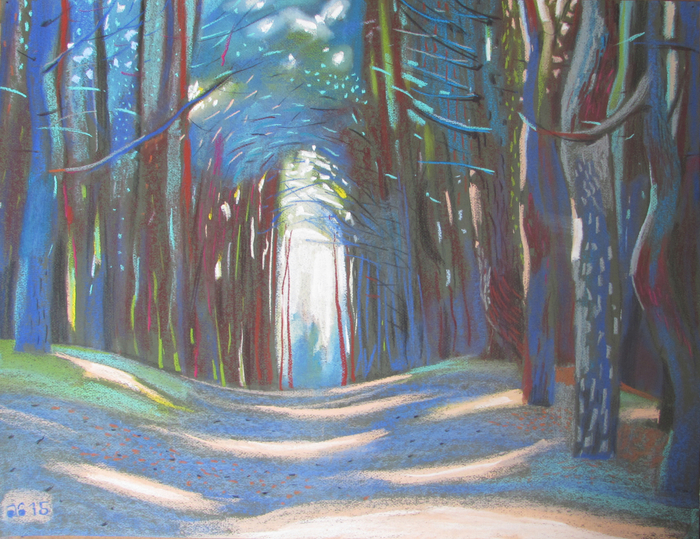 Танцующий лес.2015. т.б., пастель, 50х65