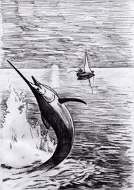 Иллюстрация к рассказу Э.Хемингуэя "Старик и море"